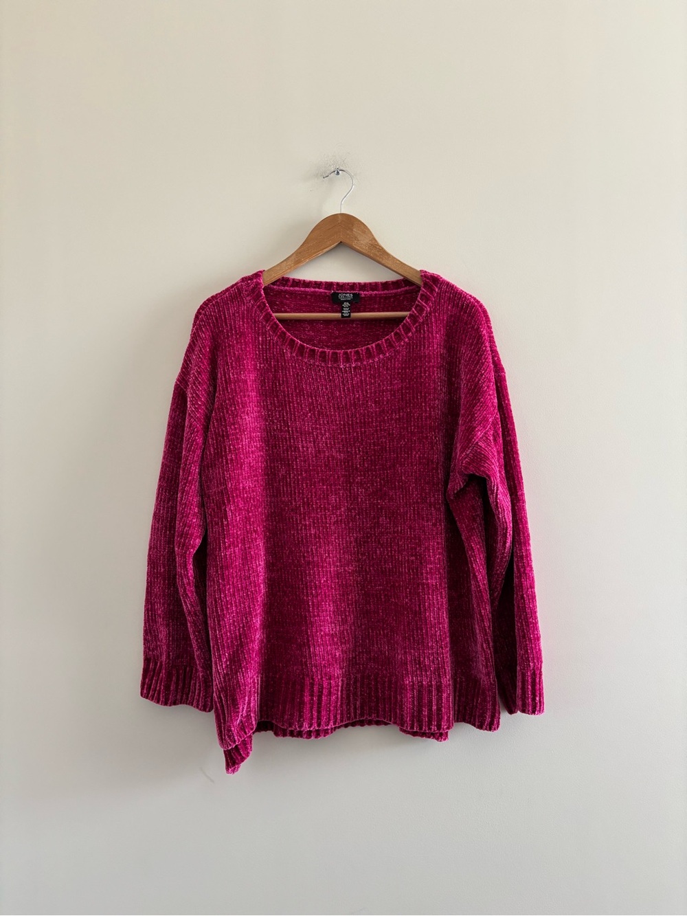 Jones New York Chenille Sweater Pink Long Sleeve Women XL Cozy Classic Preppy